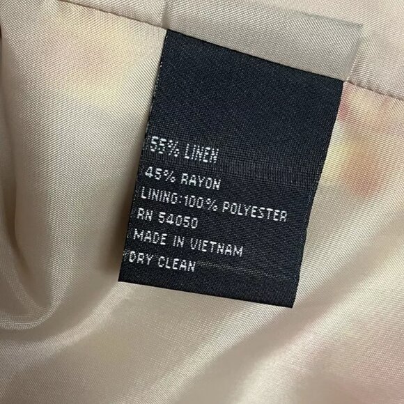 Kasper Linen Blend Blazer Jacket 16 Floral Yellow Red Open Front Lined Vintage - Picture 8 of 8